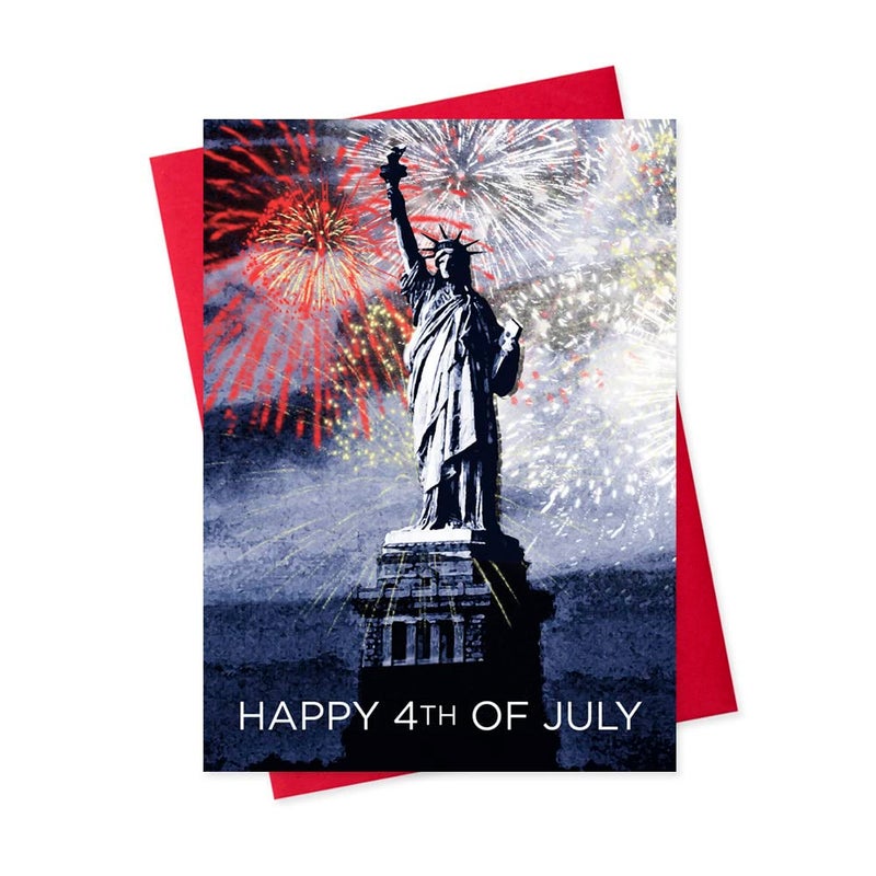 CEO Cards Independence Day Cards for Family & Business (Statue of Liberty) Happy 4th of July Bulk Greeting Card Set Pack of 25 with Red Envelopes (5x7 inch - A7) Office, Work, Employees & Clients (JF1502) - Image 1